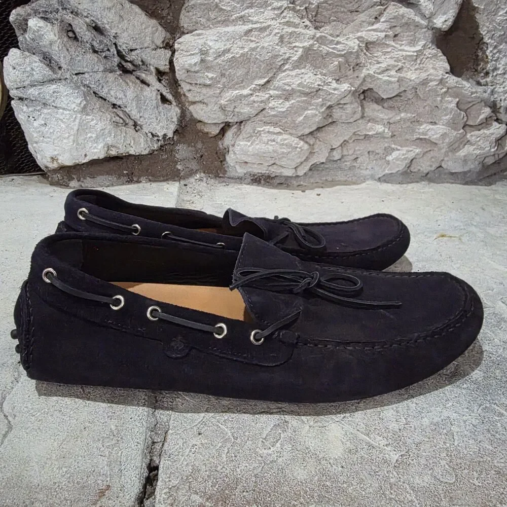 Brooks Brothers Mens Black Suede Driving Moccasin Loafers Slip On 11.5